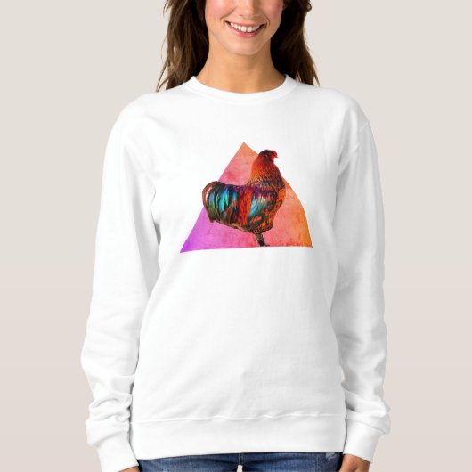 Farbenfrohe Roosterfotografie Print Sweatshirt (Vorderseite)