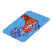 Farbenfrohe Roostermalerei Blauer Kühlschrankmagne Magnet (Linke Seite)