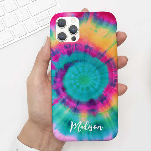 Farbenfrohe rosa Aquamarin-gelbe Gefärbte Krawatte iPhone 13 Pro Hülle