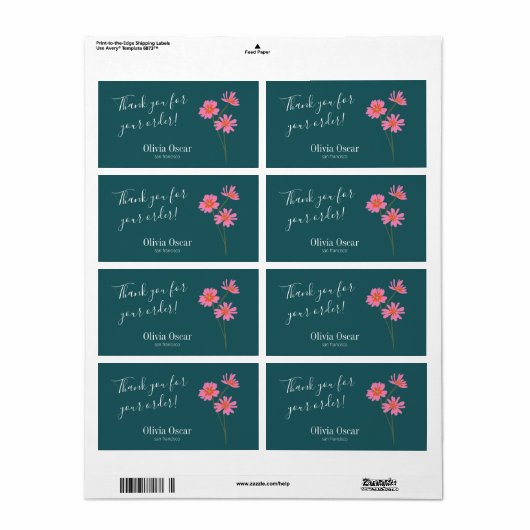 Farbenfrohe Rosa Aquamarin grüne Blüte Vielen Dank (Vorne)