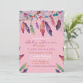 Farbenfrohe rosa Aquarelldusche Kinderdusche Einladung (Stehend Vorderseite)