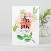 Farbenfrohe Rosa Aquarellfarben Bläserner Frühling Save The Date (Stehend Vorderseite)
