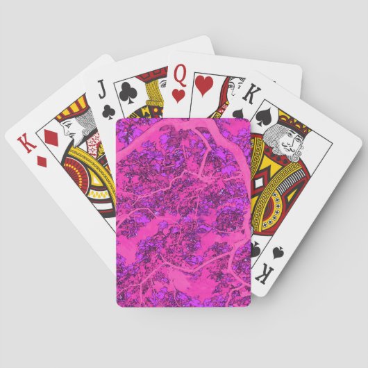 Farbenfrohe rosa Bäume Spielkarten (Rückseite)