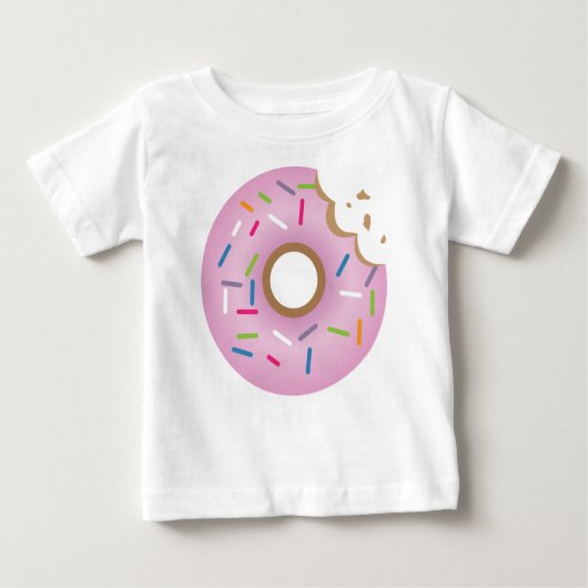 Farbenfrohe rosa Bitten Sprinkles Donut Baby T-shirt (Vorderseite)