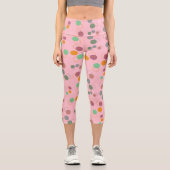 Farbenfrohe rosa Bläschen Muster Yoga Capri Leggings (Vorderseite)
