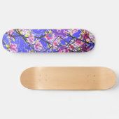Farbenfrohe rosa blaue abstrakte Blumenmotive Skateboard (Horizontal)