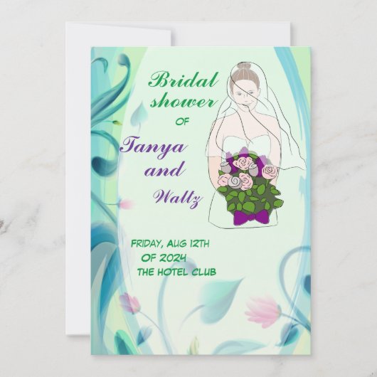 Farbenfrohe rosa Blume Border Brautparty Einladung (Vorderseite)