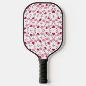 Farbenfrohe rosa Blume Muster Pickleball Schläger (Vorderseite)