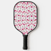 Farbenfrohe rosa Blume Muster Pickleball Schläger (Rückseite)