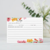 Farbenfrohe rosa Blume Rezept Karte (Stehend Vorderseite)