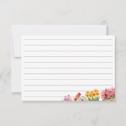 Farbenfrohe rosa Blume Rezept Karte (Rückseite)