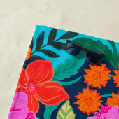 Farbenfrohe rosa Blumenbeete Personalisierte Ferie Strandtuch (Beispiel)