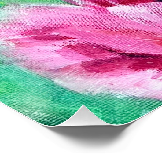 Farbenfrohe rosa Blumenkunst Poster (Ecke)