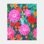 Farbenfrohe rosa Blumenwerfer Fleecedecke (Vorderseite)