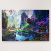 Farbenfrohe rosa Blüten - Asiatische Landschaft Puzzle (Horizontal)