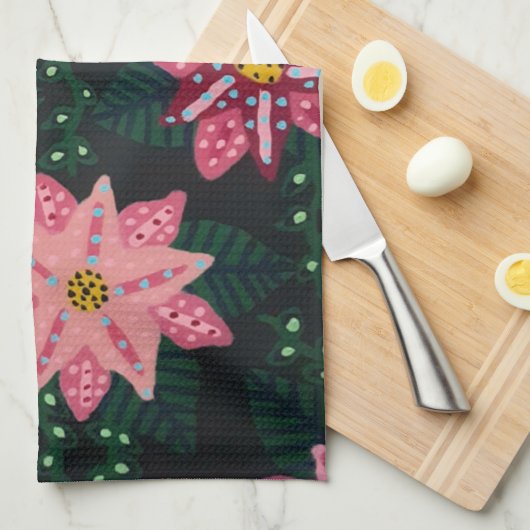 Farbenfrohe rosa BlütenBouquet Geschirrtuch (Viertel Falte)