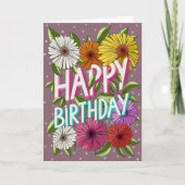 Farbenfrohe Rosa Blütenflora Personalisierter Glüc Karte (Vorderseite)