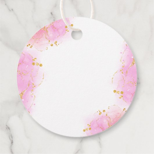 Farbenfrohe Rosa Blütengeburt Tee Party Vielen Dan Geschenkanhänger (Rückseite)