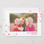 Farbenfrohe rosa Confetti Foto Happy Holidays Card Einladung (Vorderseite)