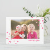 Farbenfrohe rosa Confetti Foto Happy Holidays Card Einladung (Stehend Vorderseite)