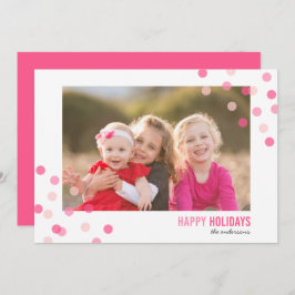 Farbenfrohe rosa Confetti Foto Happy Holidays Card Einladung