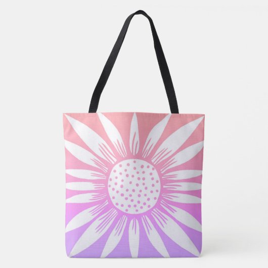 Farbenfrohe Rosa Daisy Sonnenblume Blume Tasche (Vorderseite)