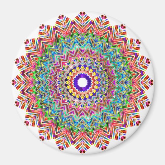 Farbenfrohe rosa Feather Mandala Boho Circle Magne Magnet (Vorne)