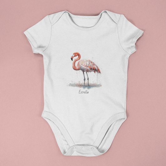 Farbenfrohe rosa Flamingo, anpassbar Baby Strampler