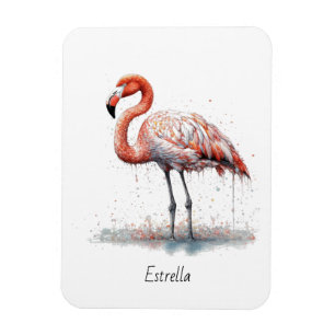 Farbenfrohe rosa Flamingo, anpassbar Magnet