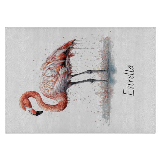 Farbenfrohe rosa Flamingo, anpassbar Schneidebrett (Vorderseite)