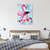 Farbenfrohe rosa Flamingo Aquarellkunst Leinwanddruck (Insitu (Schlafzimmer))