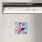 Farbenfrohe rosa Flamingo Aquarellkunst Magnet (In Situ (Geschirrspüler))