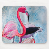 Farbenfrohe rosa Flamingo Aquarellkunst Mousepad (Vorne)