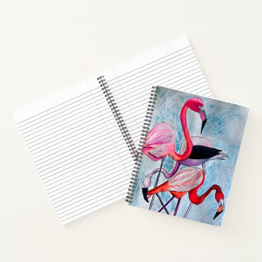 Farbenfrohe rosa Flamingo Aquarellkunst Notizblock (Innenseite)