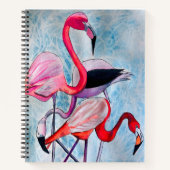 Farbenfrohe rosa Flamingo Aquarellkunst Notizblock (Vorderseite)