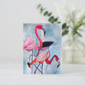 Farbenfrohe rosa Flamingo Aquarellkunst Postkarte (Stehend Vorderseite)
