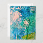 Farbenfrohe rosa Flamingo Aquarellkunst Postkarte (Vorne/Hinten)