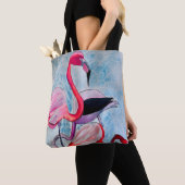 Farbenfrohe rosa Flamingo Aquarellkunst Tasche (Von Nahem)