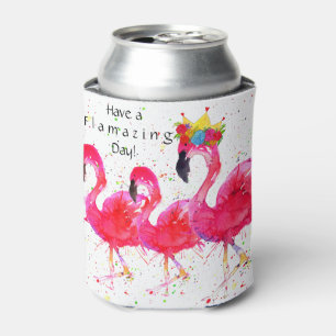 Farbenfrohe rosa Flamingo Can Cooler Dosenkühler