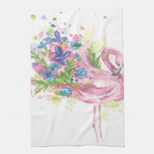 Farbenfrohe rosa Flamingo Geschirrtuch