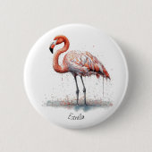 Farbenfrohe rosa Flamingo im Pointillismus-Stil Button (Vorderseite)