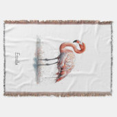 Farbenfrohe rosa Flamingo im Pointillismus-Stil Decke (Vorderseite)