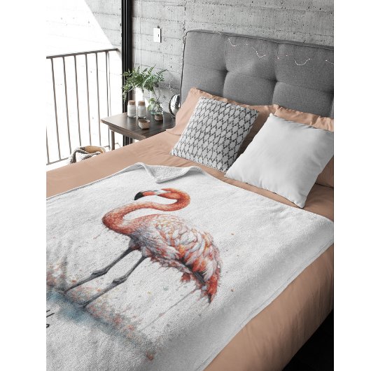 Farbenfrohe rosa Flamingo im Pointillismus-Stil Fleecedecke