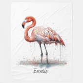 Farbenfrohe rosa Flamingo im Pointillismus-Stil Fleecedecke (Vorderseite)