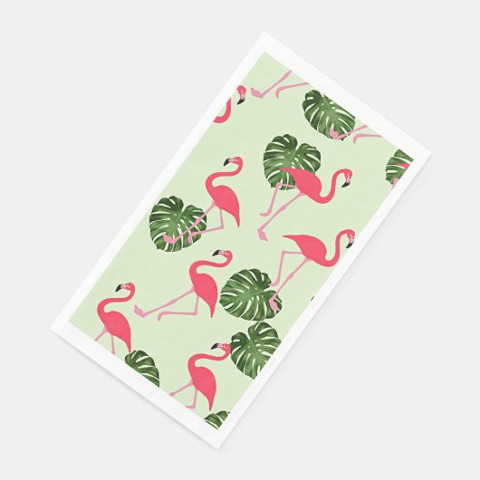 Farbenfrohe rosa Flamingo Muster Serviette (Ecke)