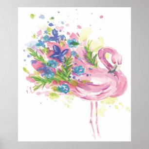 Farbenfrohe rosa Flamingo Poster