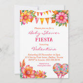 Farbenfrohe rosa florale mexikanische Fiesta Babyd Einladung (Vorderseite)