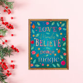 Farbenfrohe Rosa Florals Inspiration Typografie Poster