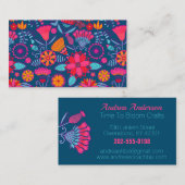 Farbenfrohe rosa Folklore Visitenkarte (Vorne/Hinten)