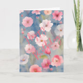 Farbenfrohe Rosa Frühlingsblumen auf den Schattier Karte (Vorderseite)